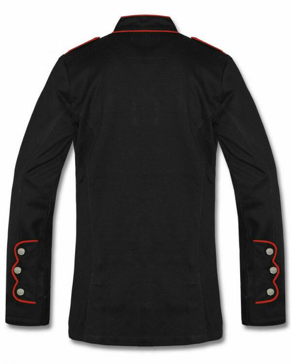 Men’s Military Jacket Black Red Goth Steampunk Army Coat1