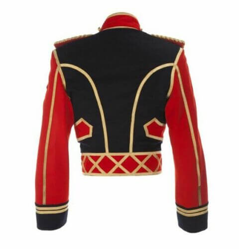 Men’s Military Officer Jacket Red And Black Cotton2