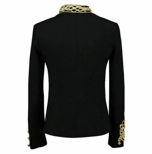 Men’s Vintage Black Gold Embroidery Suit Jacket3