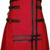 New Stylish Red Canvas 100% Cotton Fashion Utility Kilt Chain1