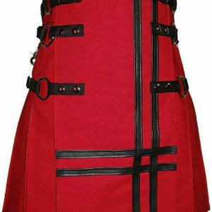 New Stylish Red Canvas 100% Cotton Fashion Utility Kilt Chain