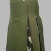 Olive Hybrid Kilt Trekking Tailor-made for Men – Under Camo Pleats1