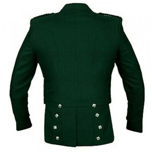 Prince Charlie Jacket Green With Lion rampant 3 Buttons Waist coat (Vest)