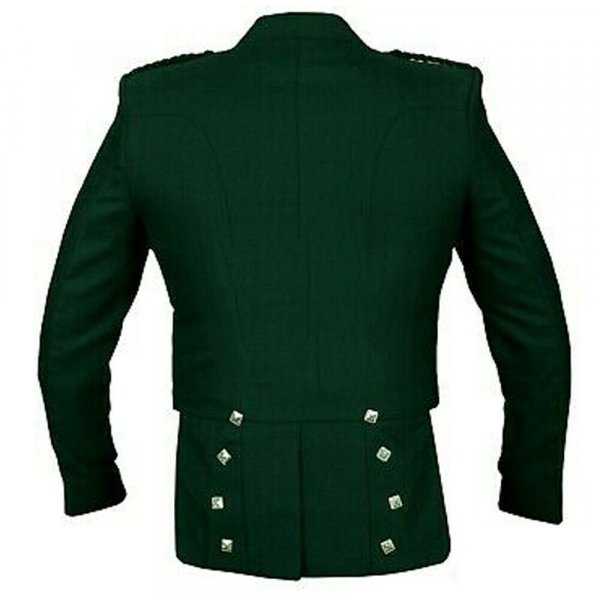 Prince Charlie Jacket Green With Lion rampant 3 Buttons Waist coat (Vest)1