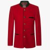 Red German Bavarian Jacket Austrian Traditional Tyrol Loden Blazer Wool Jacket