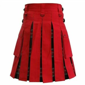 Scottish Fashion Utility Hybrid Kilts Red Color Acrylic Wool Tartan1