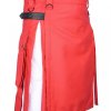 Scottish Men 100% Cotton Hybrid Red and White Kilt1