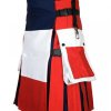 Scottish Men 100% Cotton Utility Kilt French Flag Kilt1