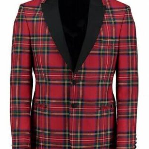 Scottish Men’s Kilt Jacket – Handmade Royal Stewart Tartan Wool Jacket