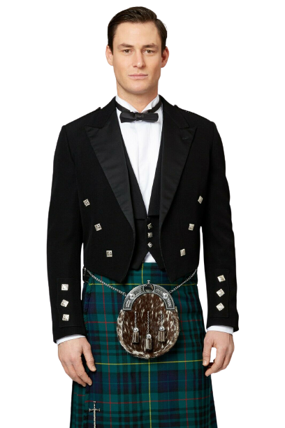 Scottish Mens Prince Charlie Kilt Jacket with Waistcoat Vest