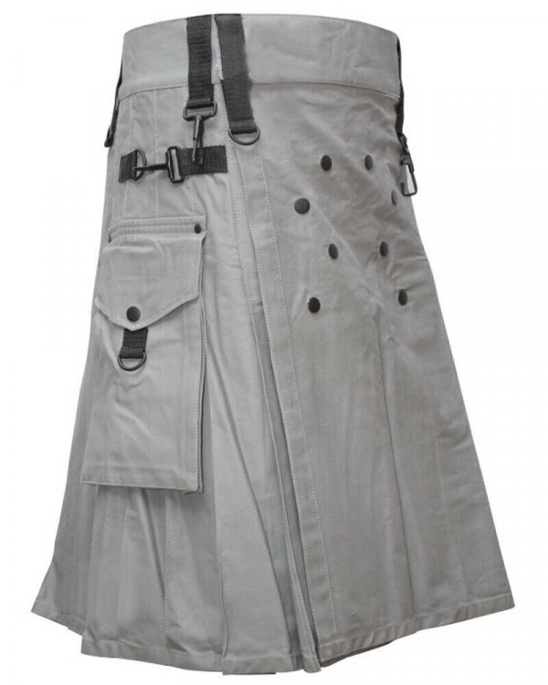 Scottish Modern Custom Grey Kilt Fashion Utility Kilts For Men1