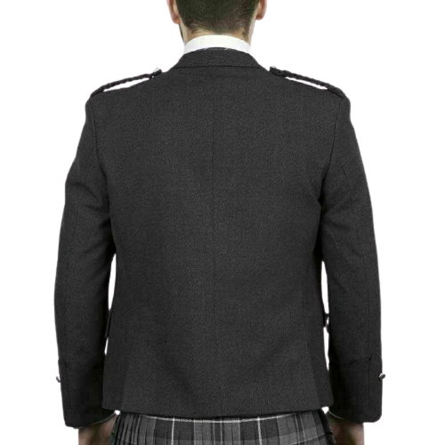 Scottish Tweed Crail Argyle Kilt Jacket With Vest – Gray 100% Tweed Wool2