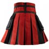 Scottish Utility Fashion Hybrid Kilt For Men Red-Grey Color With Black Pleats1