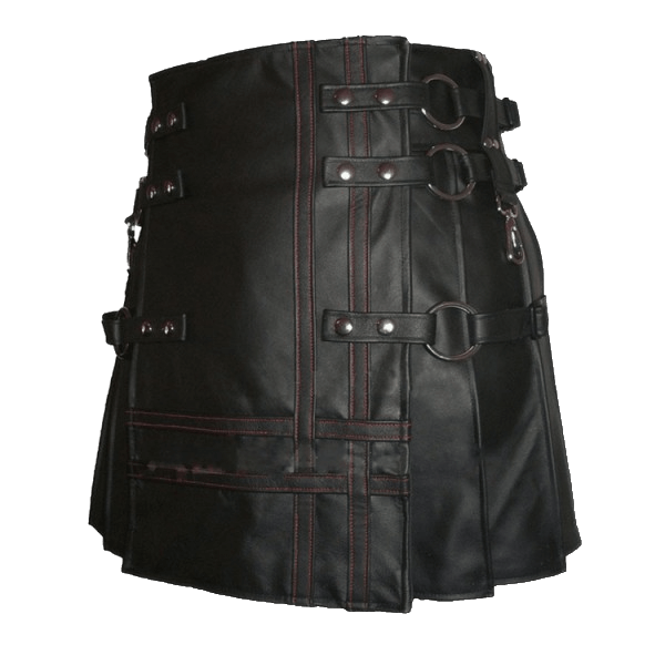 Unique Style Black Leather Kilt For Men1