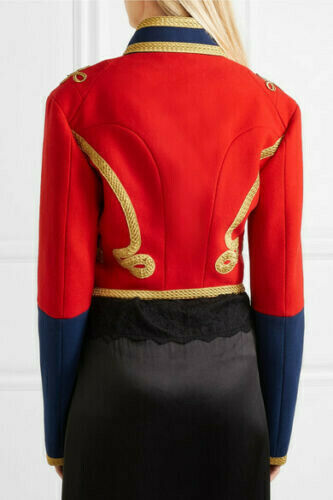 Women’s Red Embellished Wool-felt Military Officer Jacket1