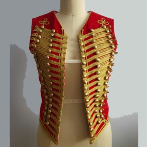 1855 Circa Sergeants Officer Men's Red Wool Full Dress Tunic Hussar Vest