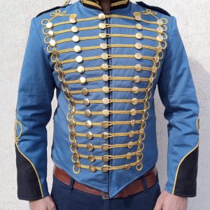 Sky Blue hussar jacket parade jacket mens military jacket army drummer musician jacket