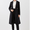 Italian Manteco Wool Blend Tailored Belted Midi Coat