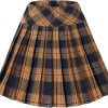 Women’s Elastic Waist Plaid Pleated Skirt Tartan Skater School Uniform Mini Skirts