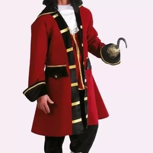 Mens Captain Hook Costume Adult Peter Pan Fancy Dress,Mens Hussar Plessis Jacket