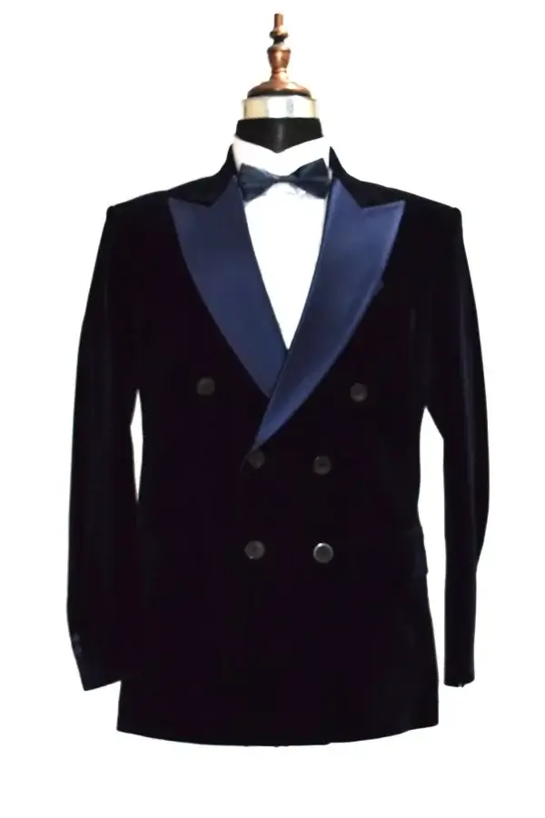 Men Navy Blue Smoking Jackets Designer Wedding Tuxedo Party Wear Blazer Coats