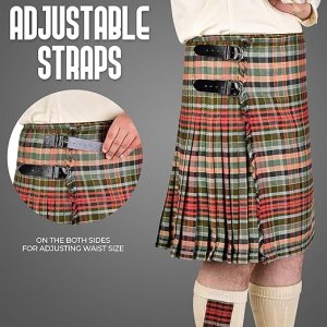 Kilt for Men I Scottish Tartan Kilt Polyviscose 8 Yard Traditional Mens Kilt