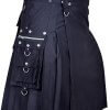 Men’s Black Cotton Gothic Utility 8 Pockets Kilt