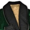 Dark Green Velvet Smoking Jacket With Quilted Silk Shawl Collar