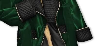 Dark Green Velvet Smoking Jacket With Quilted Silk Shawl Collar