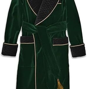 Smoking Jacket Green Long Velvet Gown For Men