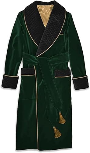 Smoking Jacket Green Long Velvet Gown For Men