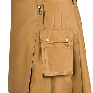 Utility Kilts for Men Scottish Designer Traditional Solid Pleated Buckle Straps Costume Kilts