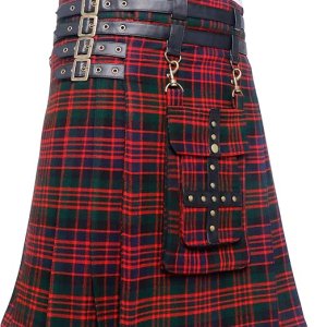 Adjustable 16 oz Tartan Utility Kilts for Men with Front Detachable Pocket