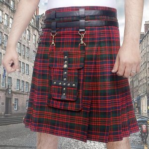 Adjustable 16 oz Tartan Utility Kilts for Men with Front Detachable Pocket