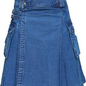 Men's Deluxe Utility Denim Kilt - Modern Utility Kilt for Men