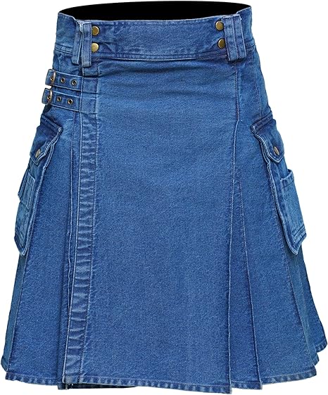Men’s Deluxe Utility Denim Kilt – Modern Utility Kilt for Men