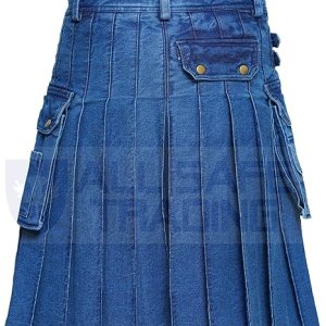 Men's Deluxe Utility Denim Kilt - Modern Utility Kilt for Men