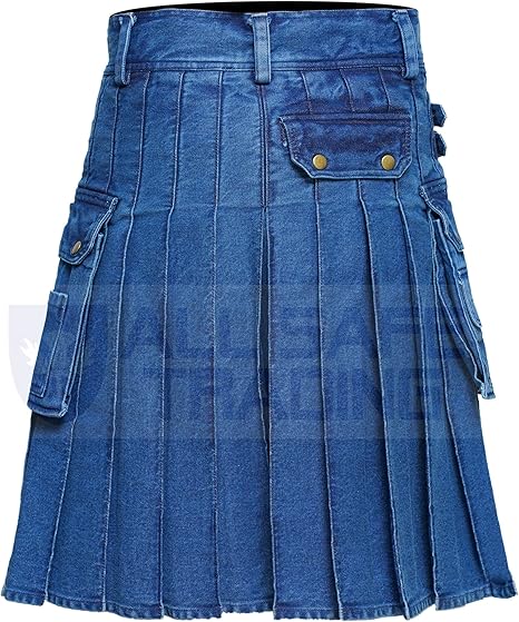 Men’s Deluxe Utility Denim Kilt – Modern Utility Kilt for Men