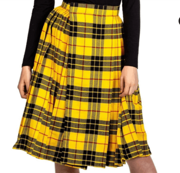 Tartan Pleated Midi Skirt
